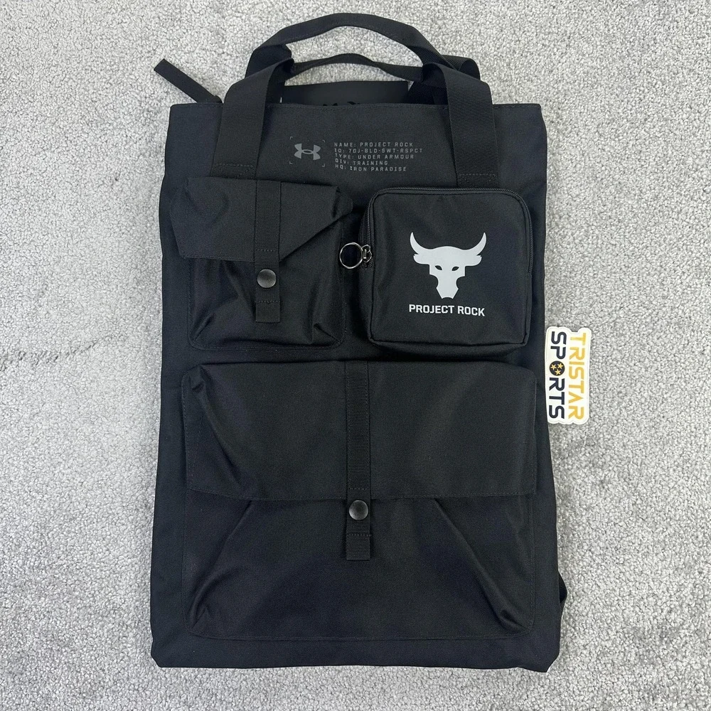 Under Armour Project Rock Black Backpack Bag Mens OSFM UA Storm Water Resistant